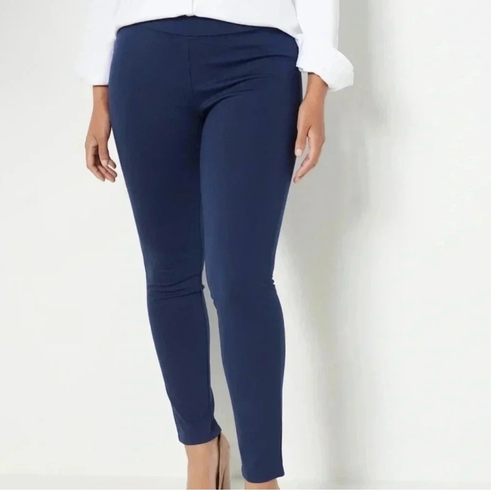 NYDJ Lift Tuck Navy Blue Basic Ponte Knit Legging Pants Size 6P 6 Petite